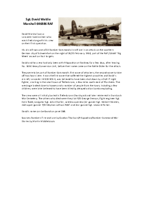 A preview of a PDF biography for Marshall, David Waldie
